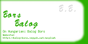 bors balog business card